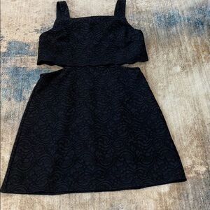5 for $25 TOPSHOP | black square neck side cutout lace dress